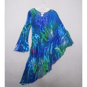 Vintage Simply Silk‎ Tunic Y2K Fairy Sheer Whimsy Etheral Mermaid Asymmetrical